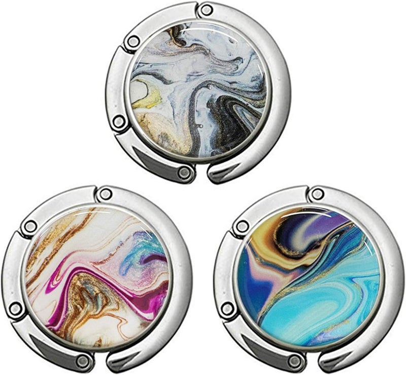 BOTRINUO Foldable Purse Hook for Table, Purse Hangers for Table, Handbag Storage Folding Decor Table Hook, Women's Bag Handbag Hanger Holder,Pretty Marble - Image 1